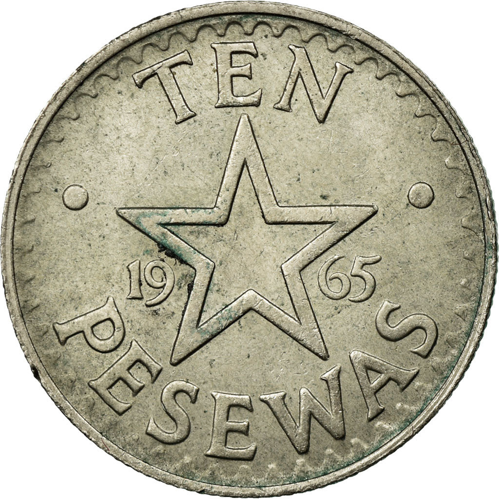 Coin, Ghana, 10 Pesewas, 1965, EF(40-45), Copper-nickel, KM:9