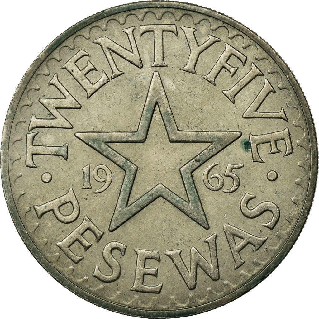 Coin, Ghana, 25 Pesewas, 1965, EF(40-45), Copper-nickel, KM:10