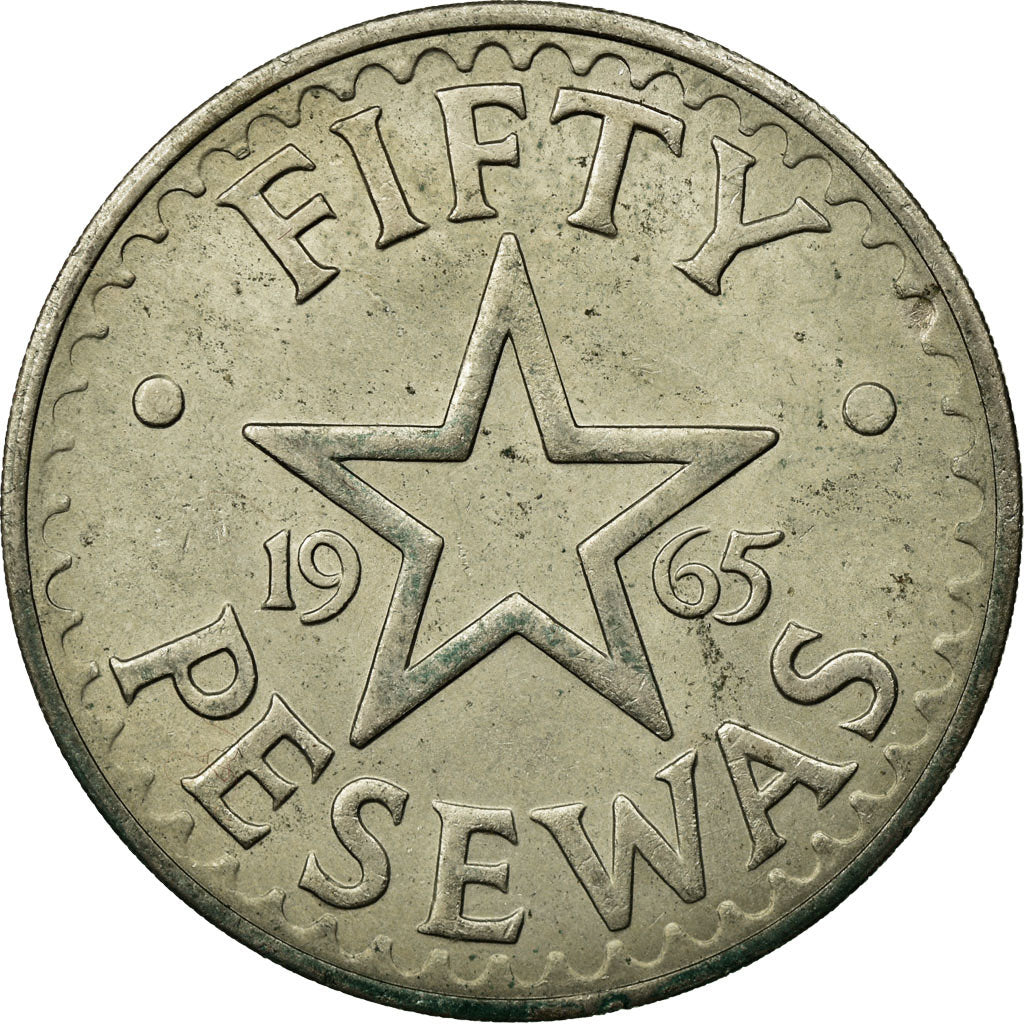 Moneda, Ghana, 50 Pesewas, 1965, MBC, Cobre - níquel, KM:11