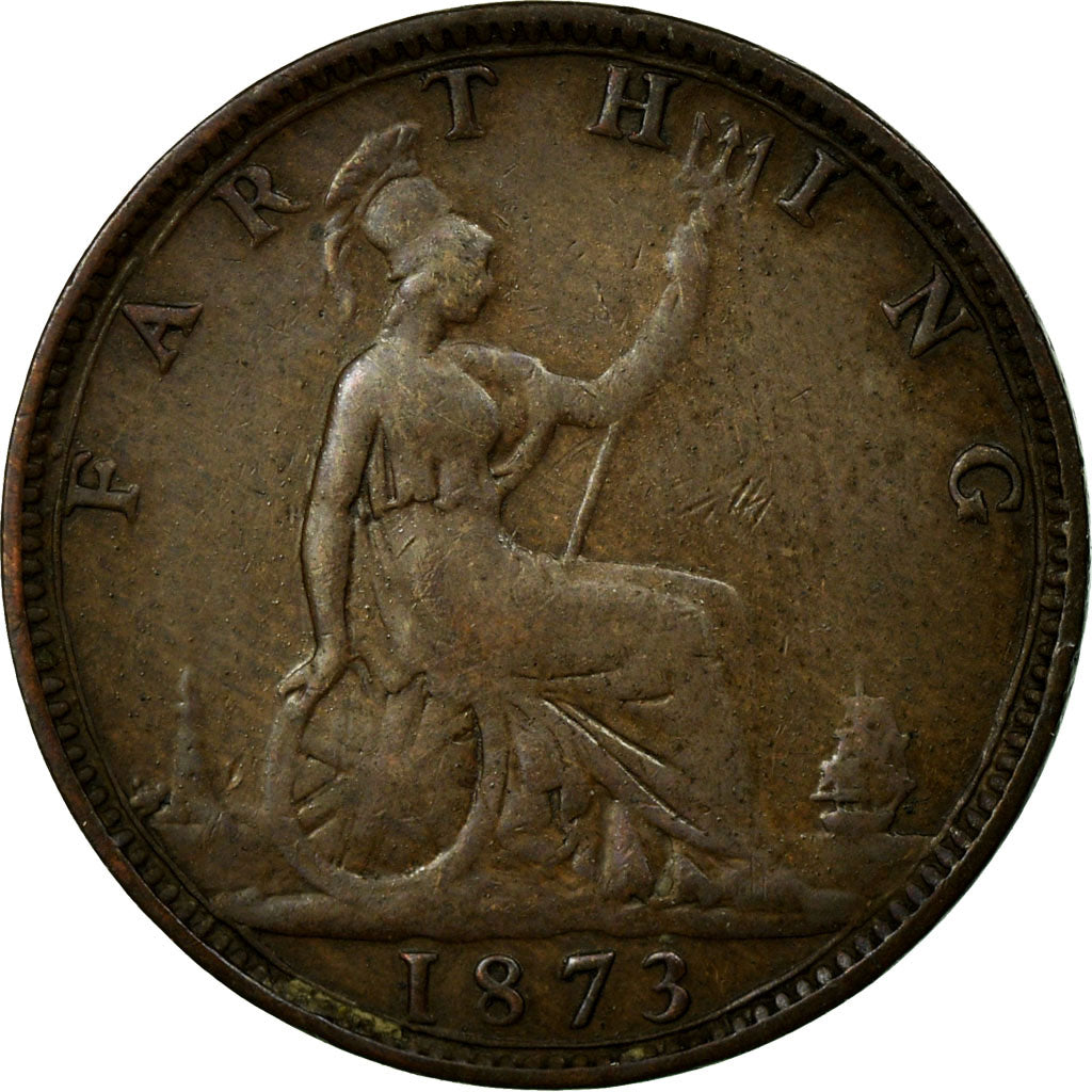 Coin, Great Britain, Victoria, Farthing, 1873, VF(20-25), Bronze, KM:747.2