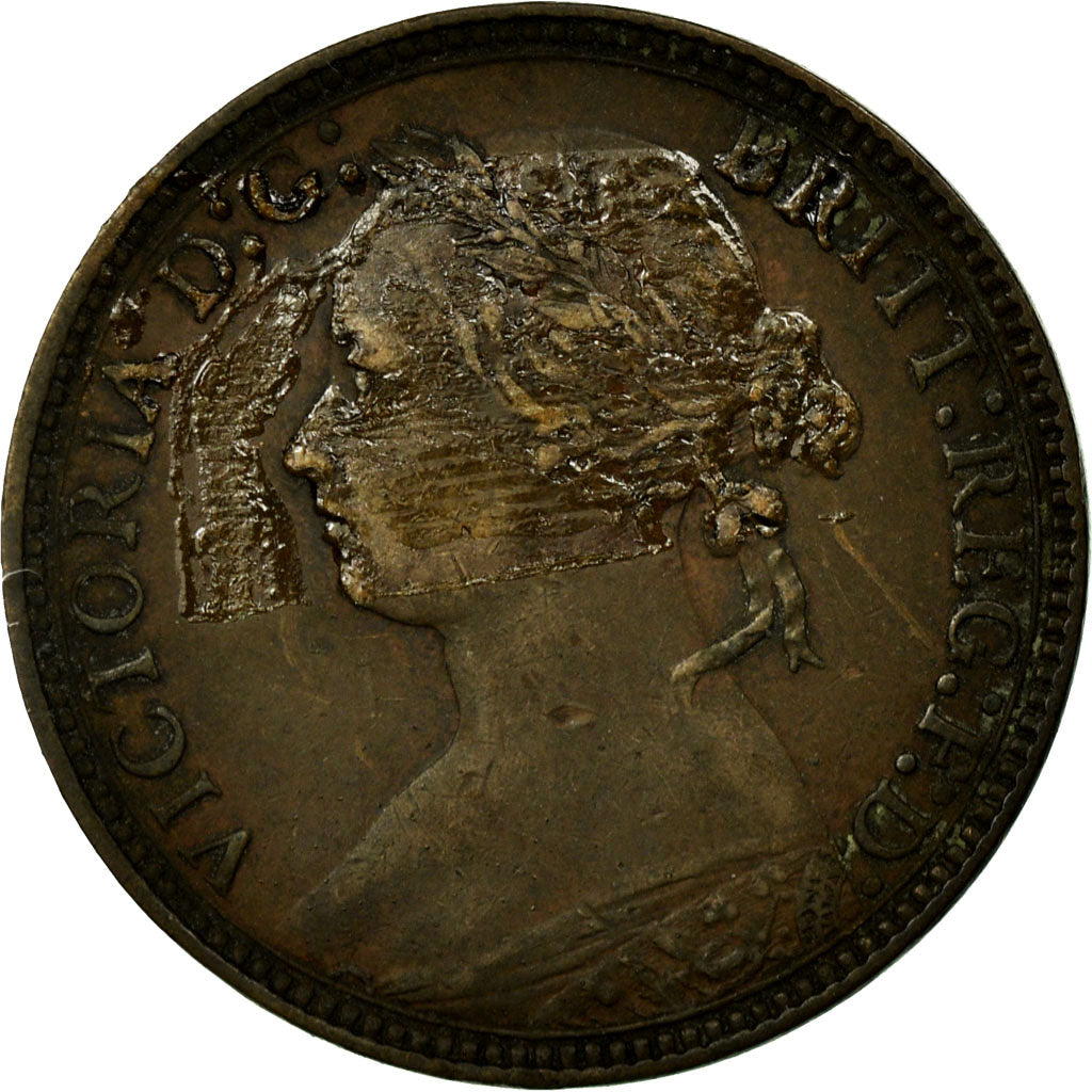 Coin, Great Britain, Victoria, Farthing, 1875, VF(20-25), Bronze, KM:753