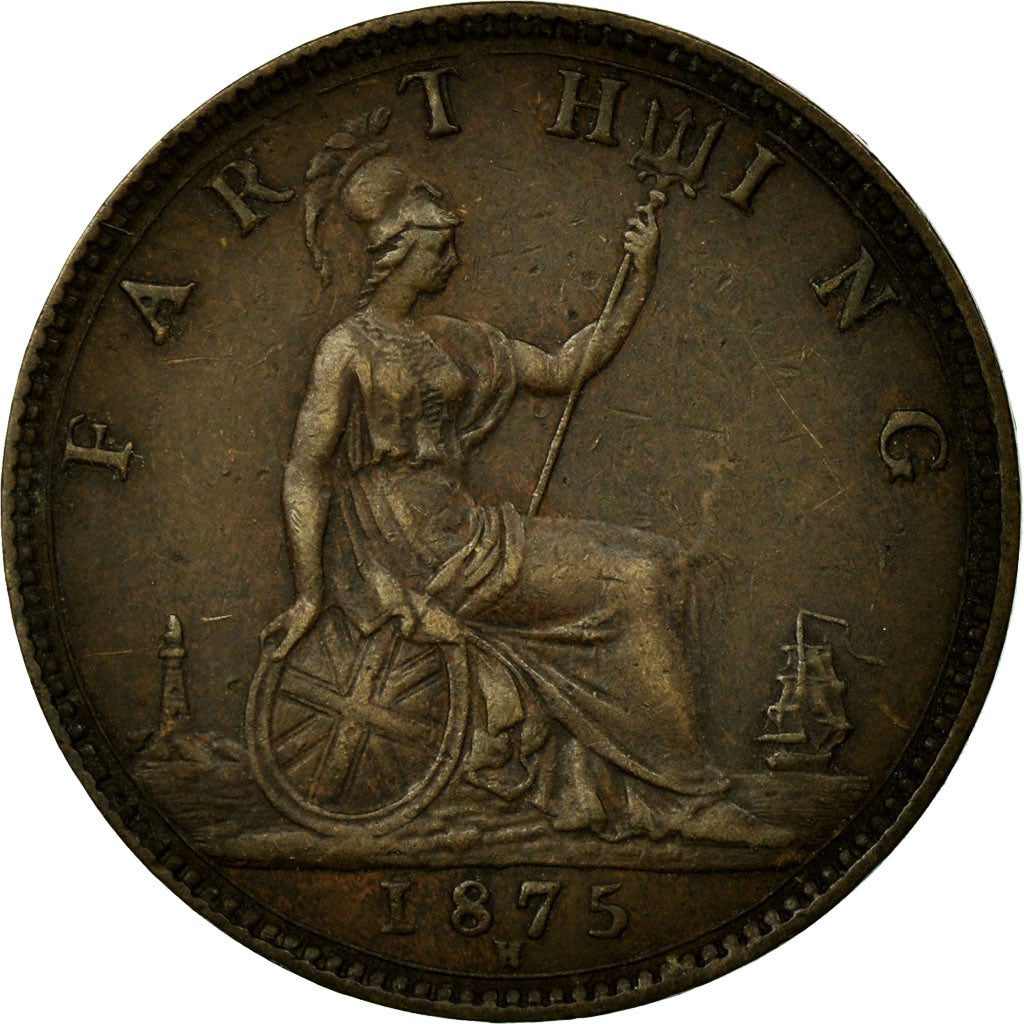 Coin, Great Britain, Victoria, Farthing, 1875, VF(20-25), Bronze, KM:753