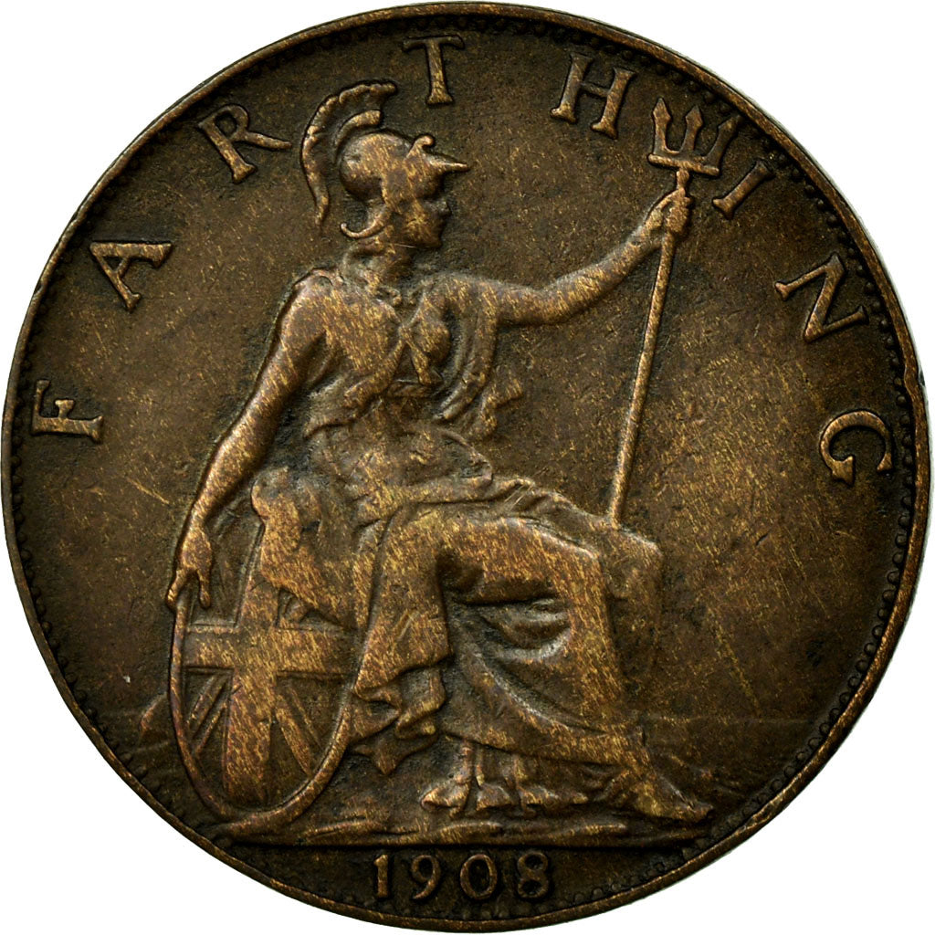Coin, Great Britain, Edward VII, Farthing, 1908, VF(20-25), Bronze, KM:792