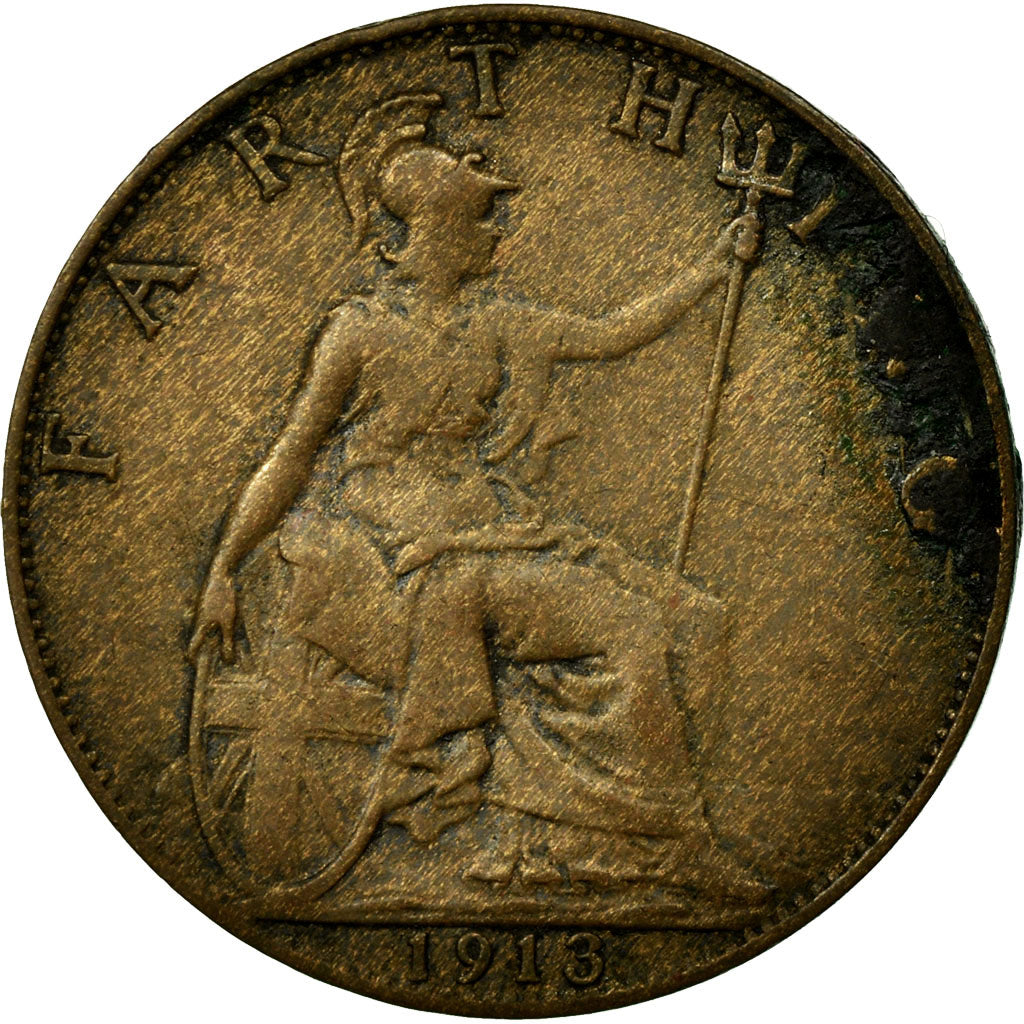Coin, Great Britain, George V, Farthing, 1913, VF(20-25), Bronze, KM:808.1