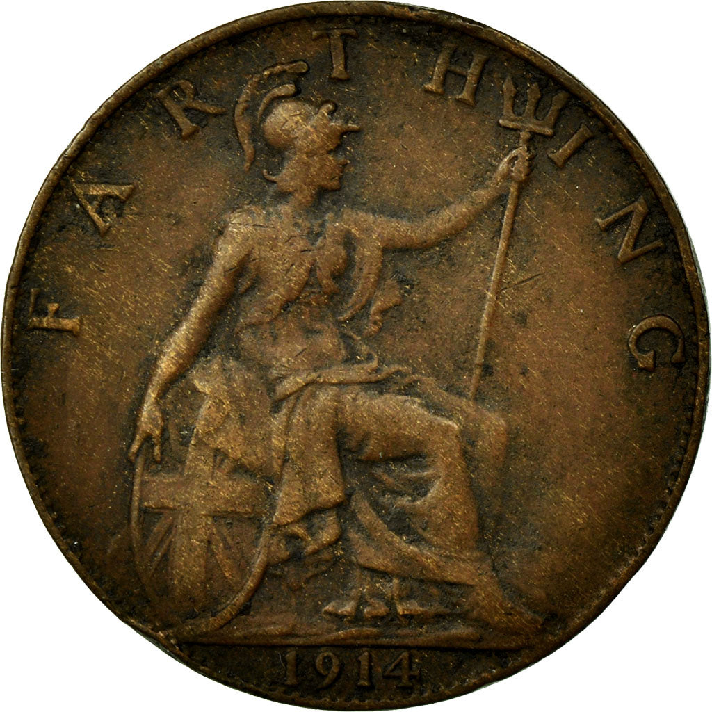 Coin, Great Britain, George V, Farthing, 1914, VF(20-25), Bronze, KM:808.1