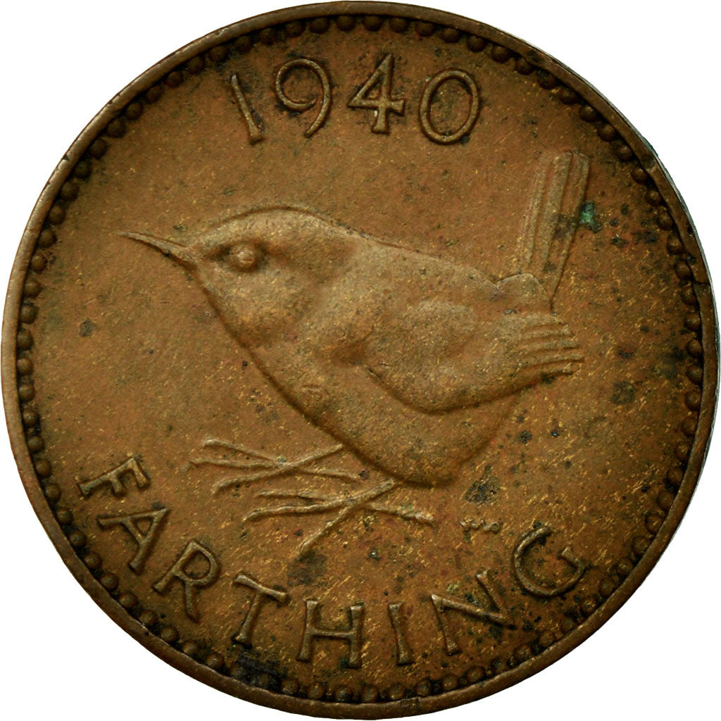 Coin, Great Britain, George VI, Farthing, 1940, VF(30-35), Bronze, KM:843