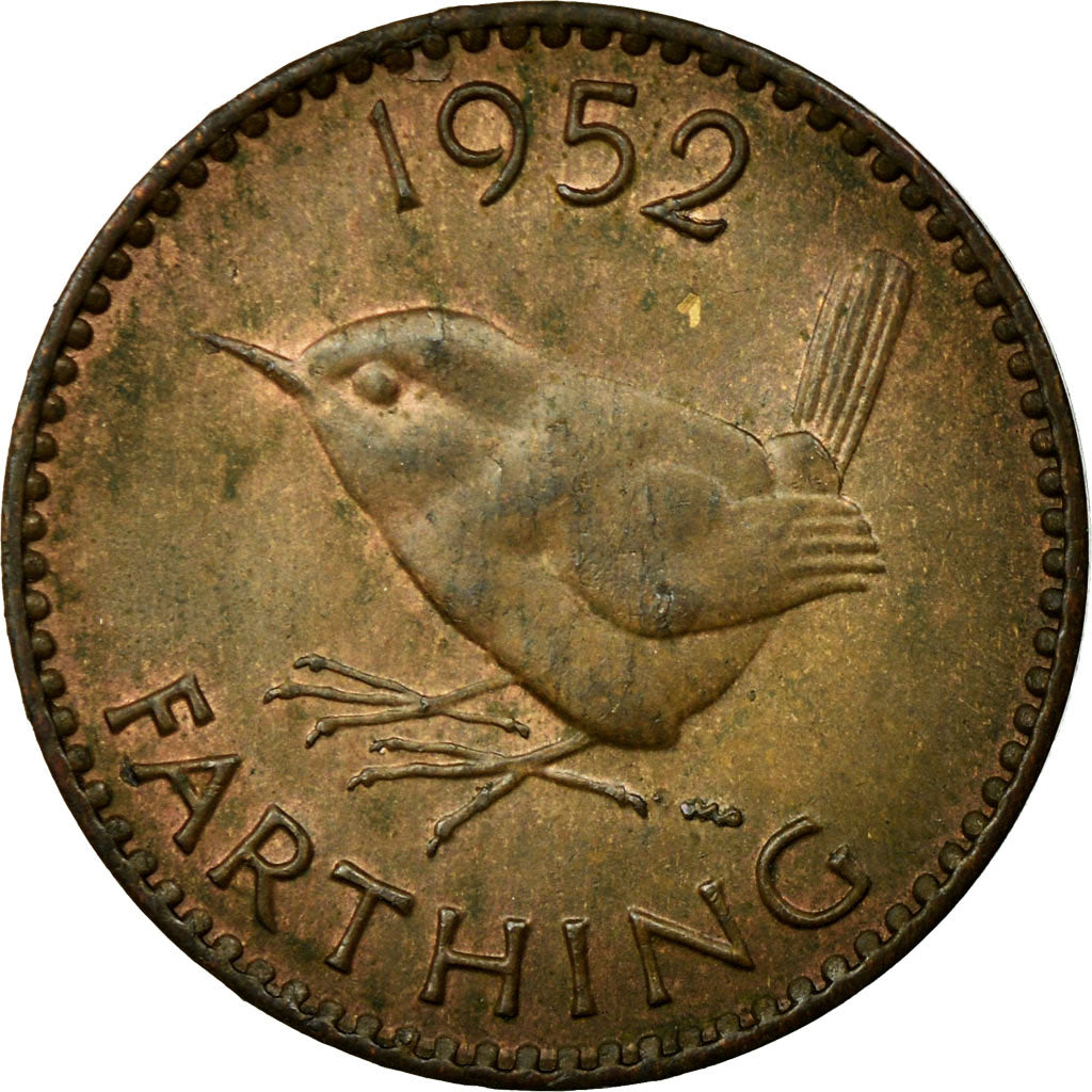 Coin, Great Britain, George VI, Farthing, 1952, EF(40-45), Bronze, KM:867