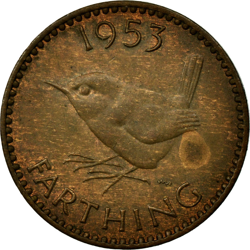 Coin, Great Britain, Elizabeth II, Farthing, 1953, VF(30-35), Bronze, KM:881