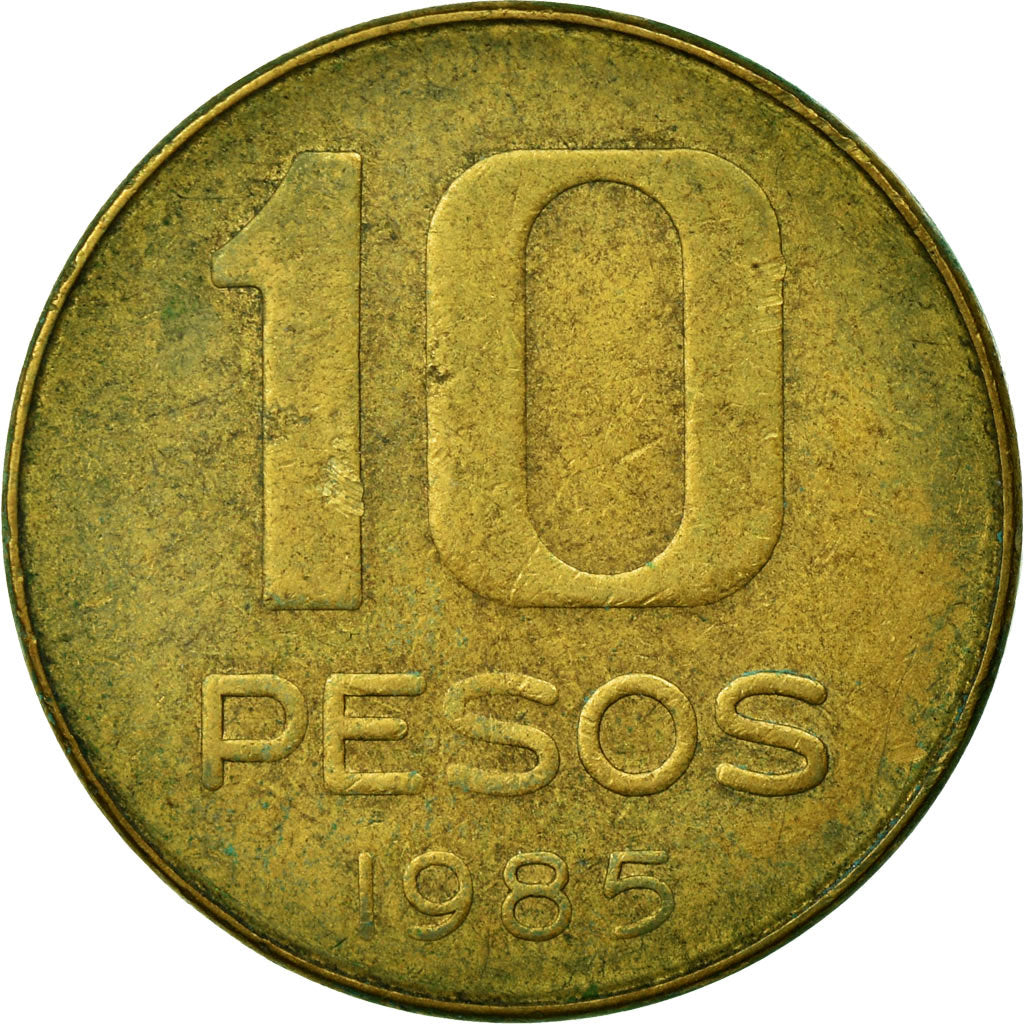 Coin, Argentina, 10 Pesos, 1985, EF(40-45), Brass, KM:93