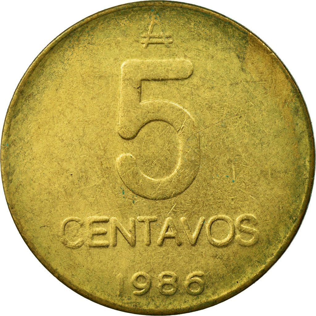 Moneda, Argentina, 5 Centavos, 1986, MBC, Latón, KM:97.2