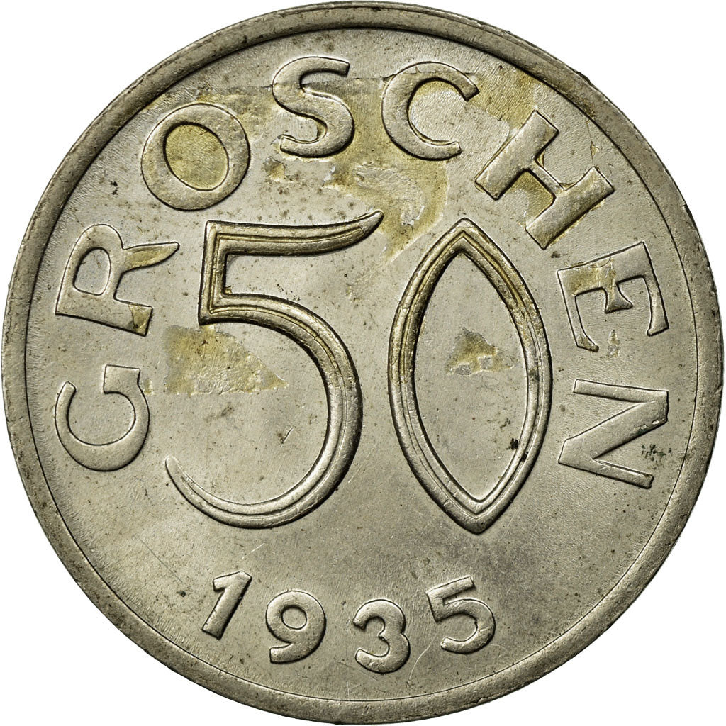 Coin, Austria, 50 Groschen, 1935, EF(40-45), Copper-nickel, KM:2854