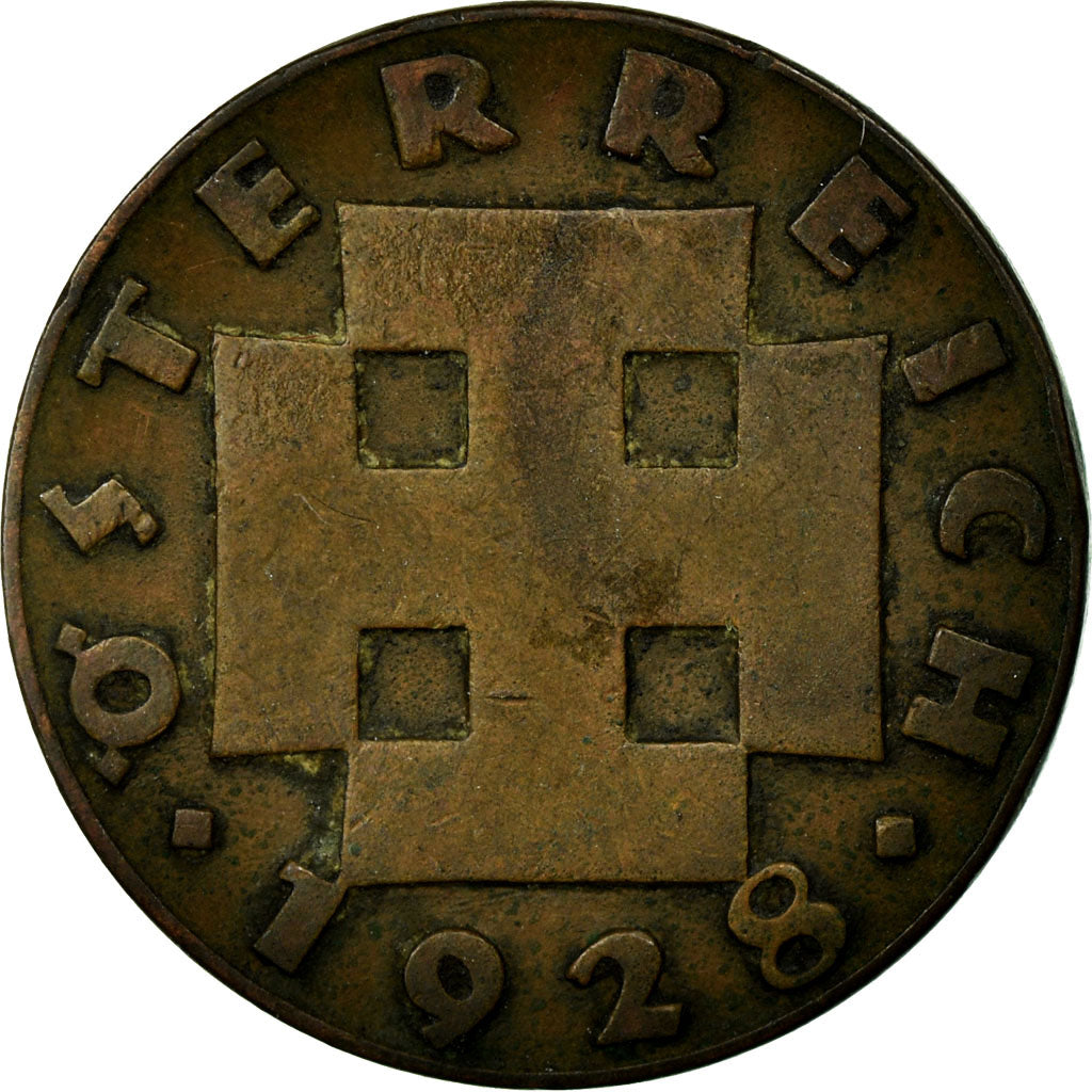 Moneta, Austria, 2 Groschen, 1928, MB+, Bronzo, KM:2837