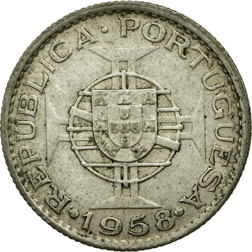 Coin, Timor, 3 Escudos, 1958, Lisbon, EF(40-45), Silver, KM:14