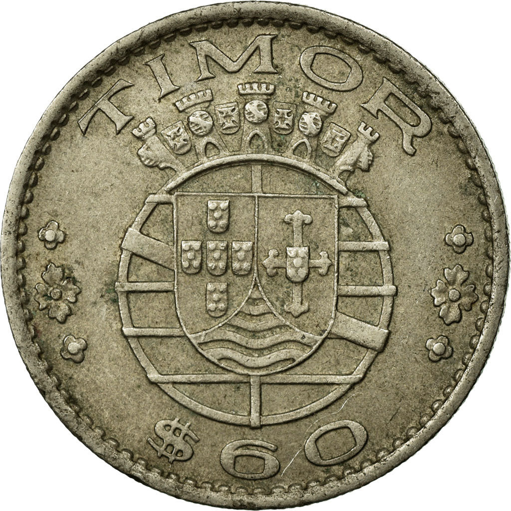 Coin, Timor, 60 Centavos, 1958, Lisbon, EF(40-45), Copper-Nickel-Zinc, KM:12