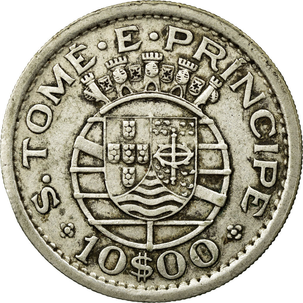 Coin, SAINT THOMAS & PRINCE ISLAND, 10 Escudos, 1951, EF(40-45), Silver, KM:14