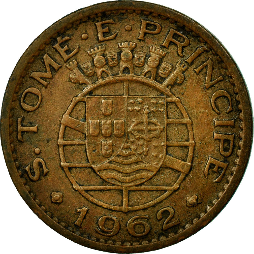Coin, SAINT THOMAS & PRINCE ISLAND, 50 Centavos, 1962, VF(30-35), Bronze