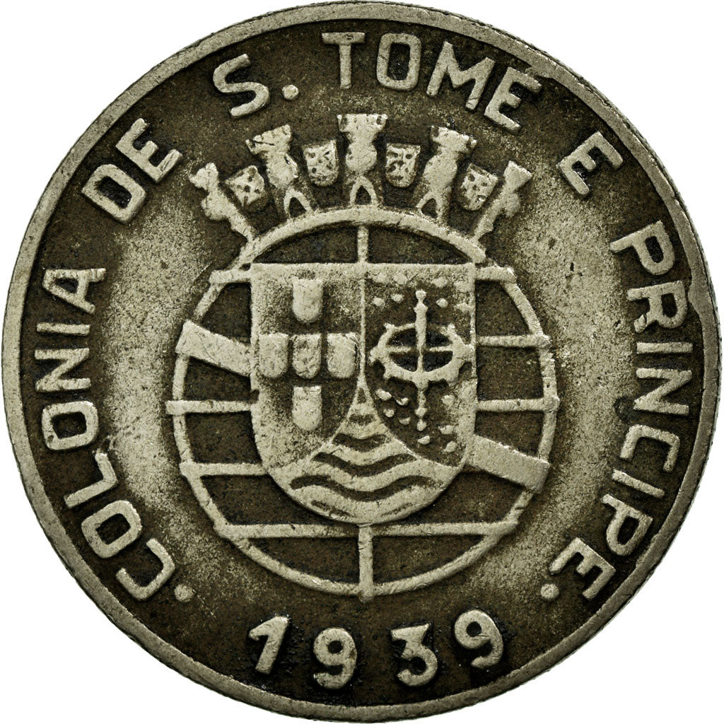 Coin, SAINT THOMAS & PRINCE ISLAND, Escudo, 1939, VF(30-35), Copper-nickel, KM:4