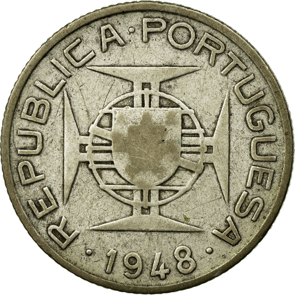 Coin, SAINT THOMAS & PRINCE ISLAND, 2-1/2 Escudos, 1948, VF(30-35), Silver, KM:5
