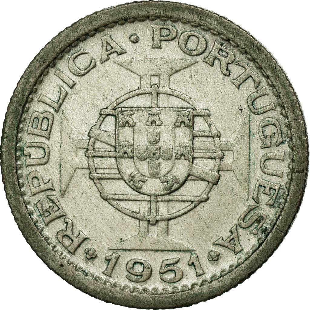 Coin, SAINT THOMAS & PRINCE ISLAND, 2-1/2 Escudos, 1951, EF(40-45), Silver