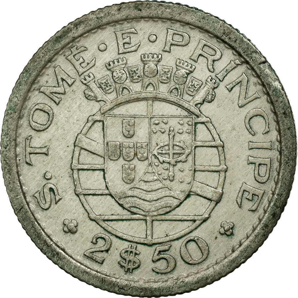 Coin, SAINT THOMAS & PRINCE ISLAND, 2-1/2 Escudos, 1951, EF(40-45), Silver