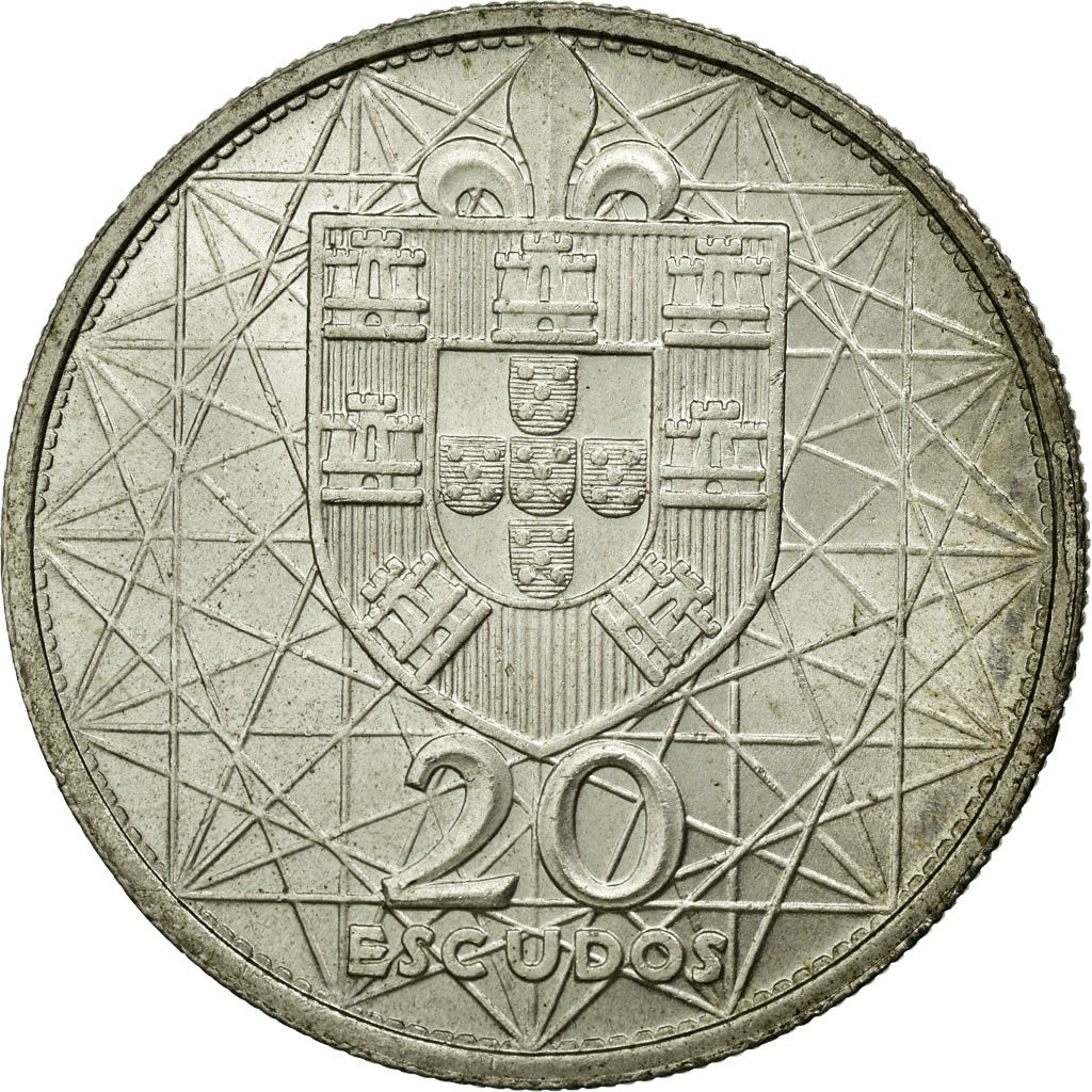 Coin, Portugal, 20 Escudos, 1966, Lisbon, AU(55-58), Silver, KM:592