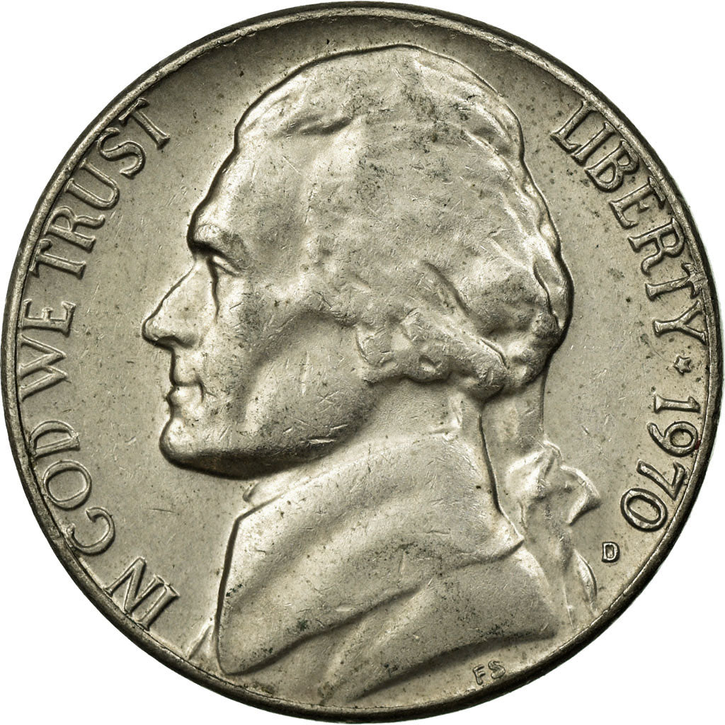 Münze, Vereinigte Staaten, Jefferson Nickel, 5 Cents, 1970, U.S. Mint, Denver