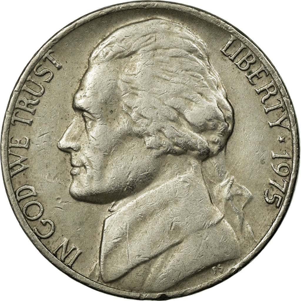 Coin, United States, Jefferson Nickel, 5 Cents, 1975, U.S. Mint, Philadelphia
