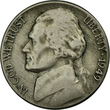 Moeda, Estados Unidos da América, Jefferson Nickel, 5 Cents, 1949, U.S. Mint