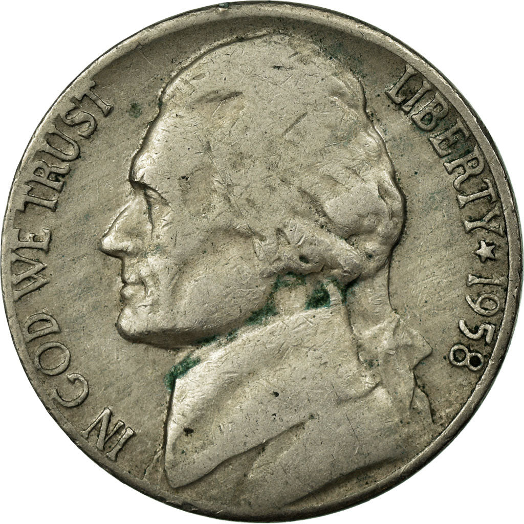 Moneta, USA, Jefferson Nickel, 5 Cents, 1958, U.S. Mint, Denver