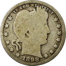 Monnaie, États-Unis, Barber Quarter, Quarter, 1898, U.S. Mint, Philadelphie, B