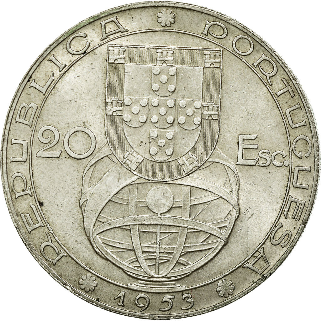 Coin, Portugal, 20 Escudos, 1953, AU(55-58), Silver, KM:585