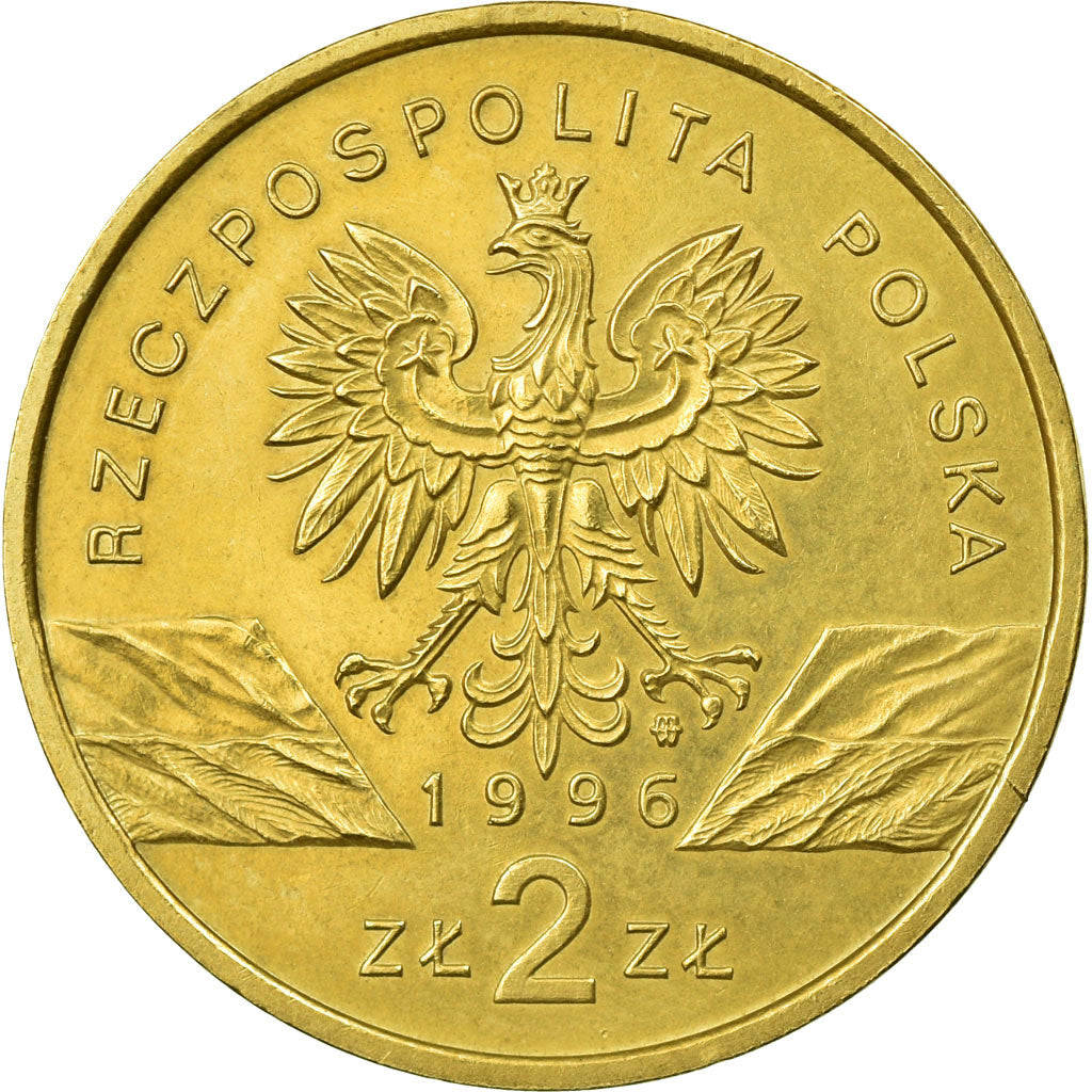 Coin, Poland, 2 Zlote, 1996, EF(40-45), Brass, KM:311