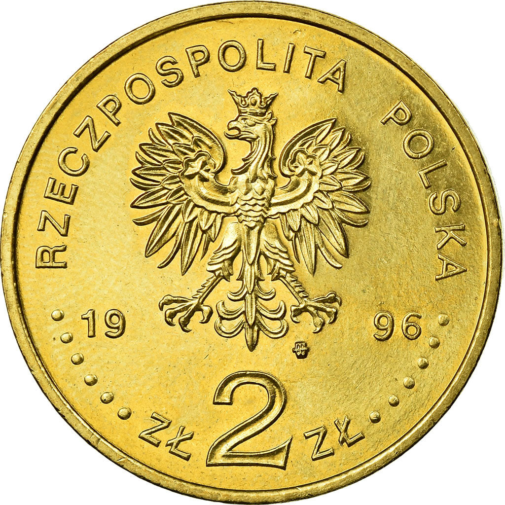 Coin, Poland, 2 Zlote, 1996, EF(40-45), Brass, KM:315