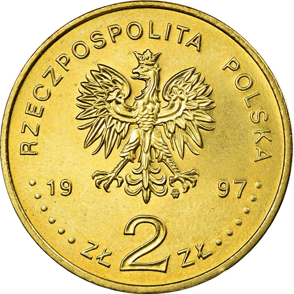 Coin, Poland, 2 Zlote, 1997, EF(40-45), Brass, KM:325