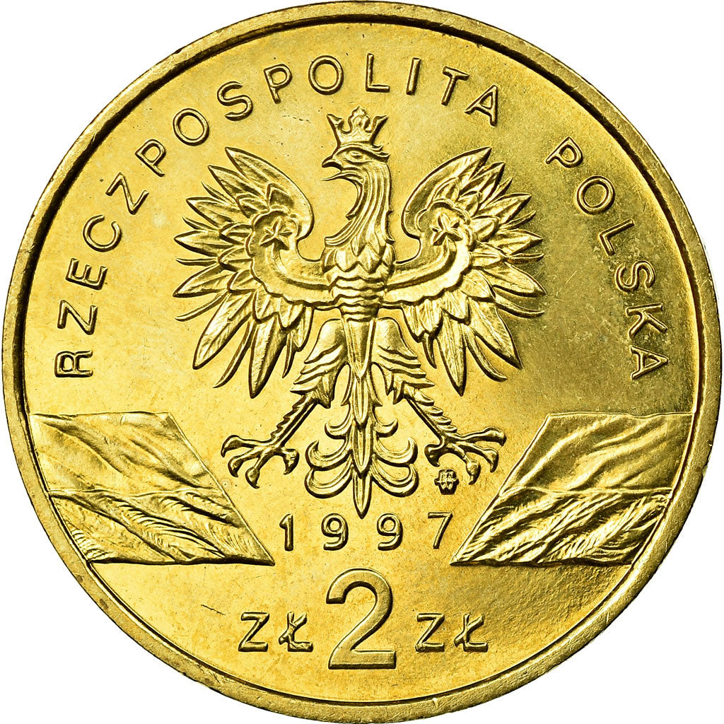 Coin, Poland, 2 Zlote, 1997, EF(40-45), Brass, KM:329