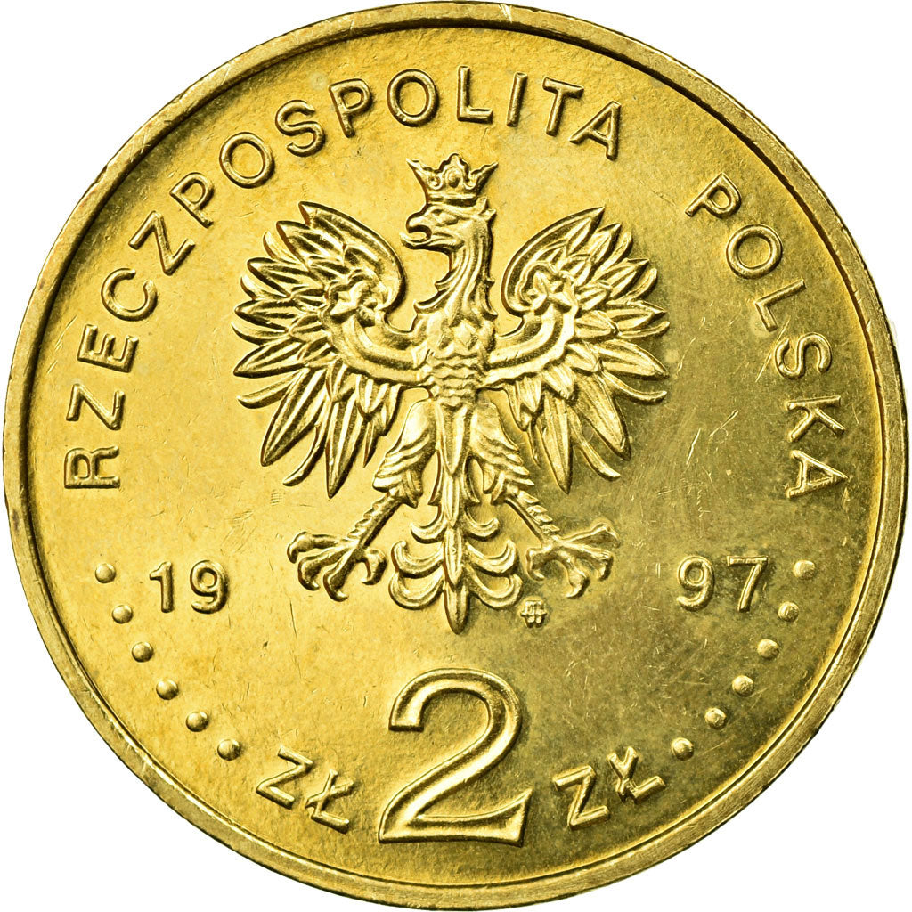 Coin, Poland, 2 Zlote, 1997, EF(40-45), Brass, KM:333