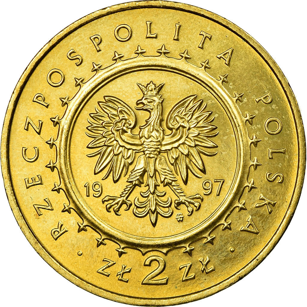 Coin, Poland, 2 Zlote, 1997, EF(40-45), Brass, KM:331