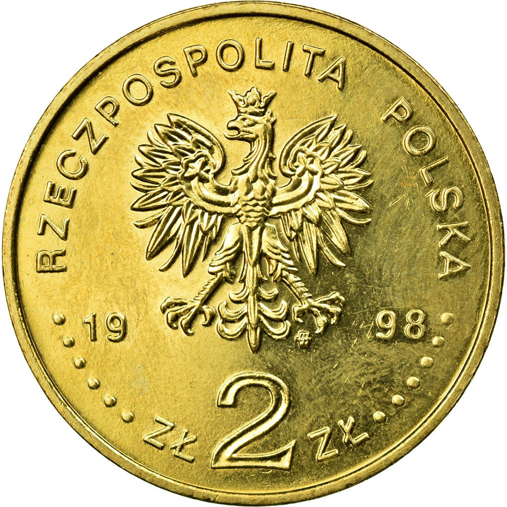 Coin, Poland, 2 Zlote, 1998, EF(40-45), Brass, KM:344