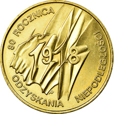 Coin, Poland, 2 Zlote, 1998, EF(40-45), Brass, KM:349