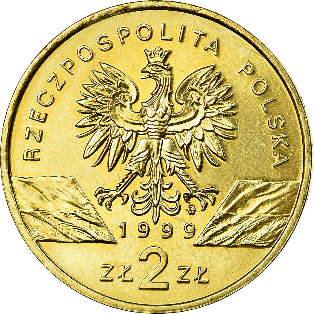 Coin, Poland, 2 Zlote, 1999, EF(40-45), Brass, KM:355
