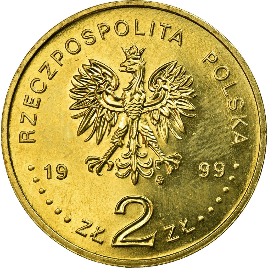 Coin, Poland, 2 Zlote, 1999, EF(40-45), Brass, KM:356