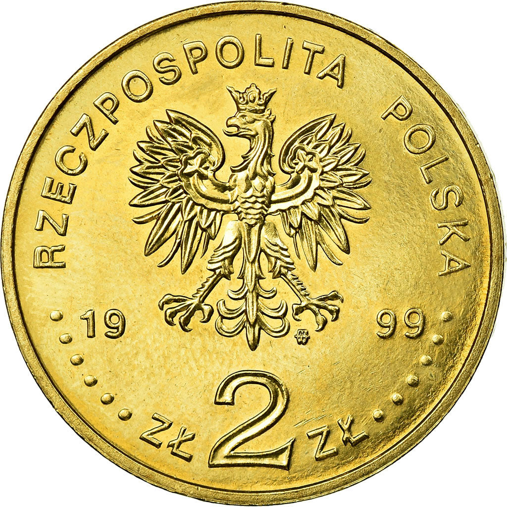 Coin, Poland, 2 Zlote, 1999, EF(40-45), Brass, KM:357