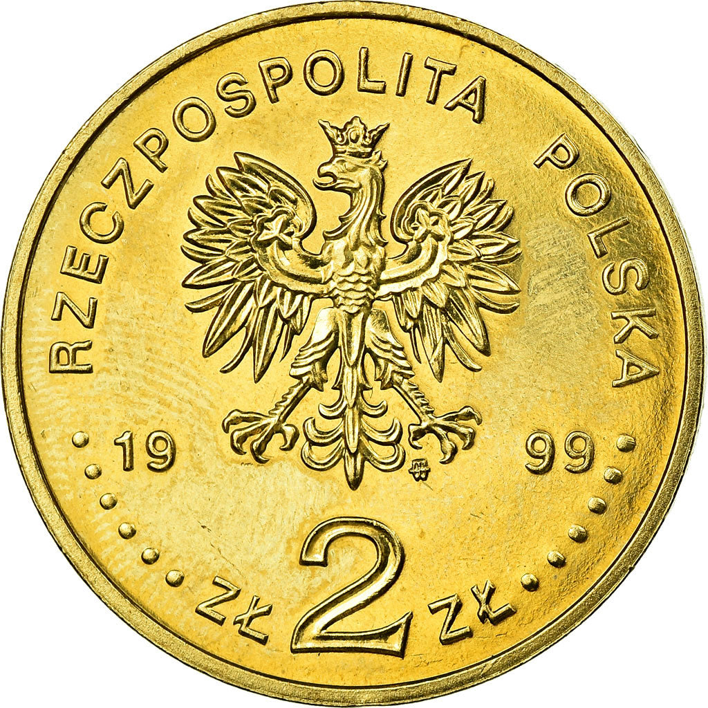 Coin, Poland, 2 Zlote, 1999, EF(40-45), Brass, KM:363