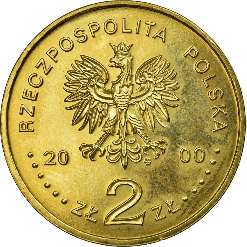 Coin, Poland, 2 Zlote, 2000, Warsaw, EF(40-45), Brass, KM:377