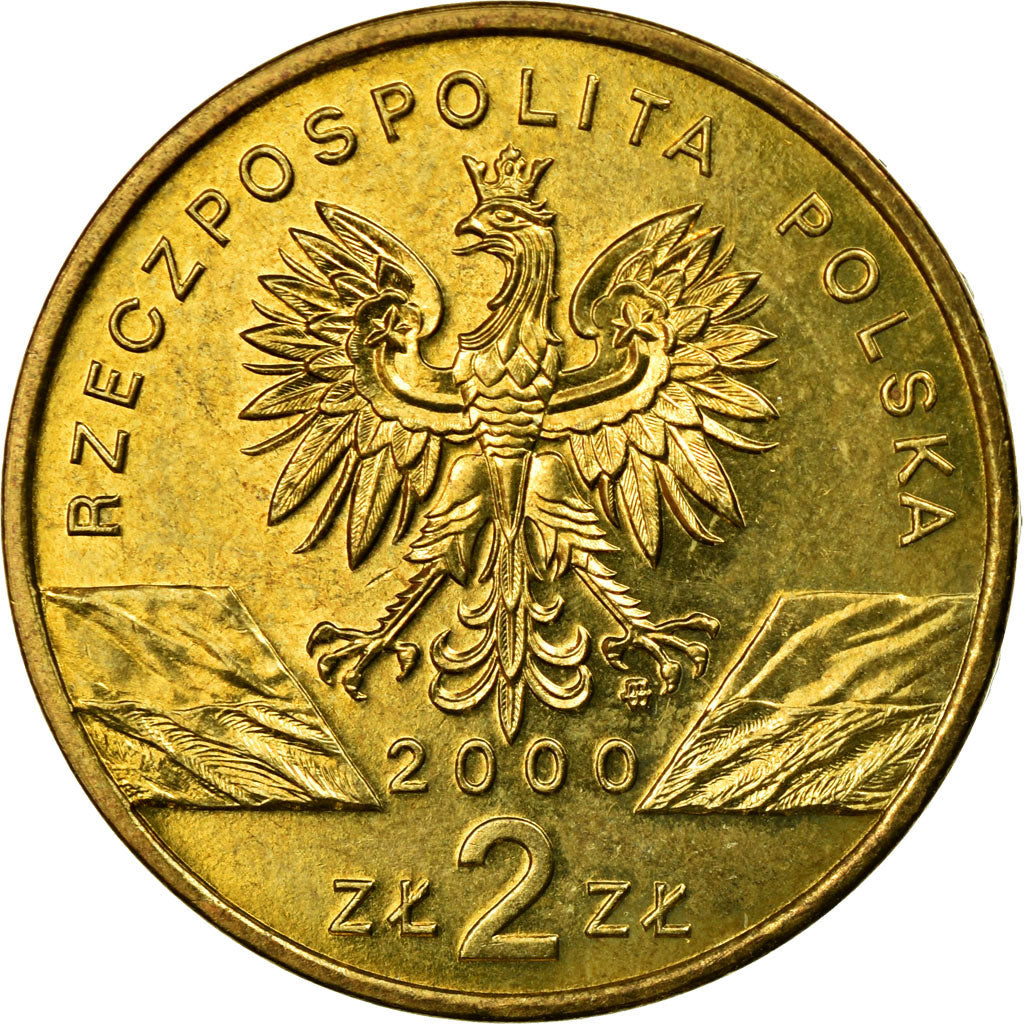 Coin, Poland, 2 Zlote, 2000, Warsaw, EF(40-45), Brass, KM:388