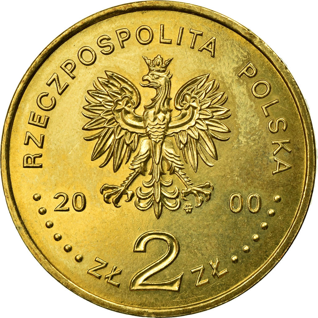 Coin, Poland, 2 Zlote, 2000, Warsaw, EF(40-45), Brass, KM:404