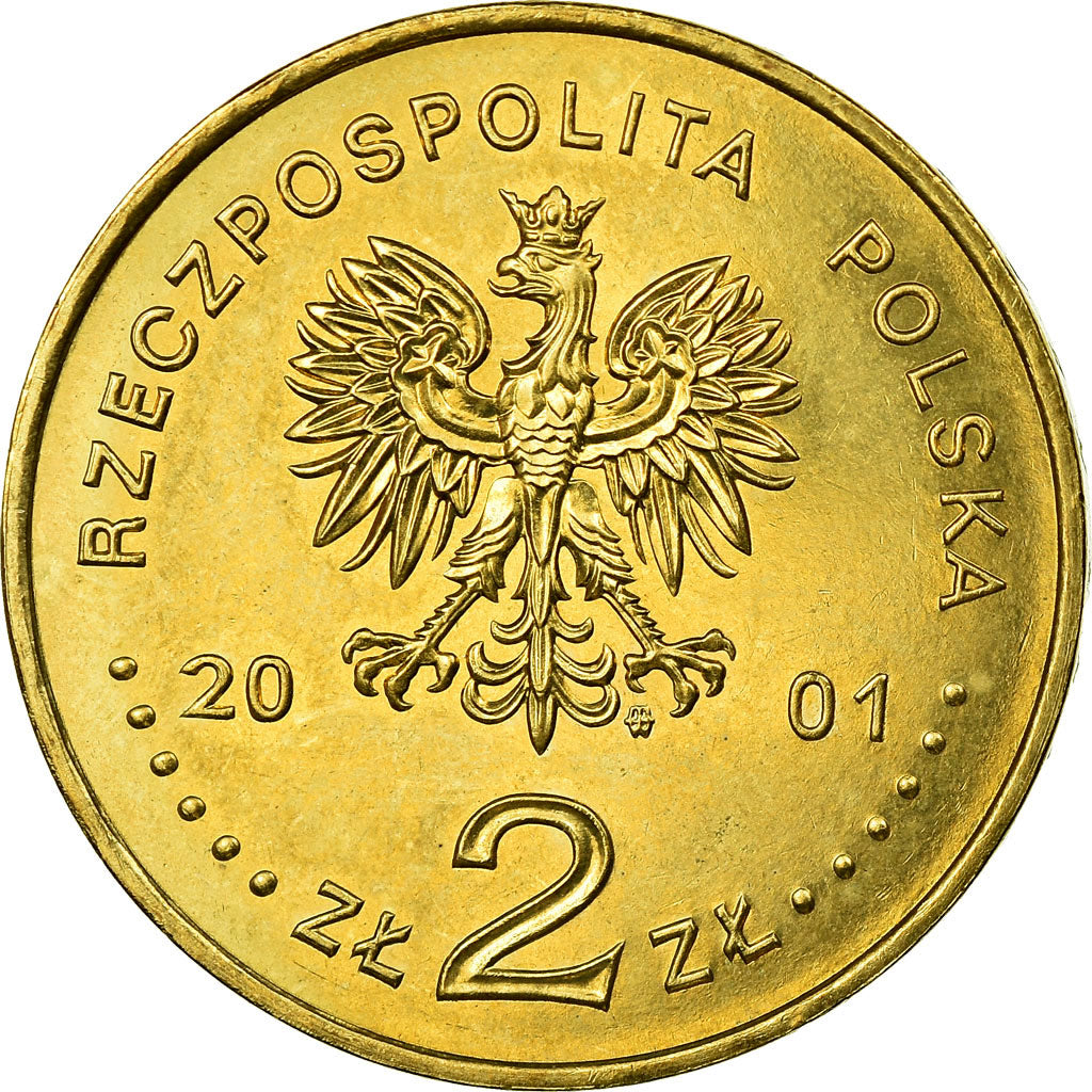 Coin, Poland, 2 Zlote, 2001, EF(40-45), Brass, KM:408