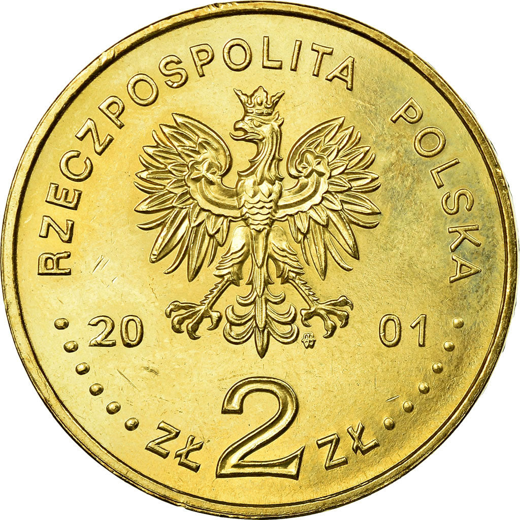 Coin, Poland, 2 Zlote, 2001, EF(40-45), Brass, KM:410