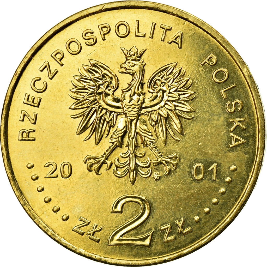 Coin, Poland, 2 Zlote, 2001, Warsaw, EF(40-45), Brass, KM:412
