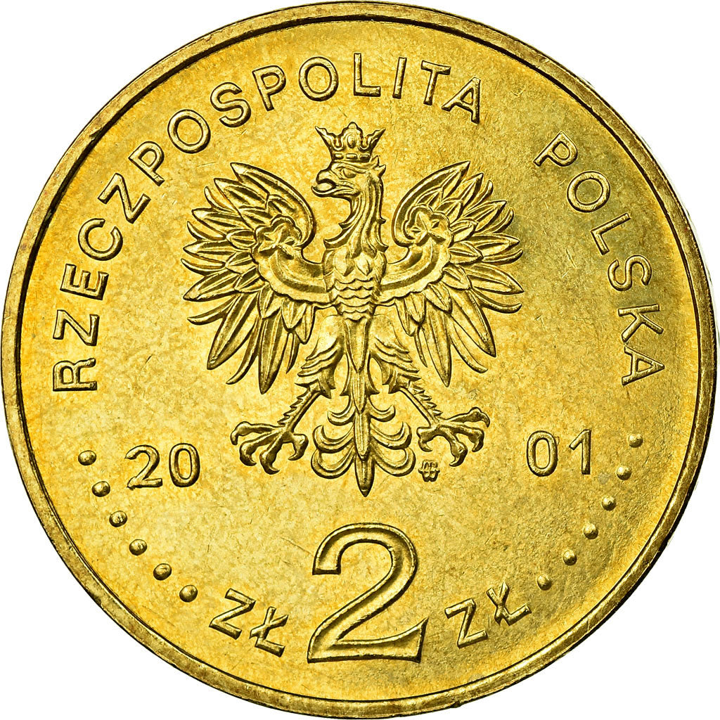 Coin, Poland, 2 Zlote, 2001, Warsaw, EF(40-45), Brass, KM:423